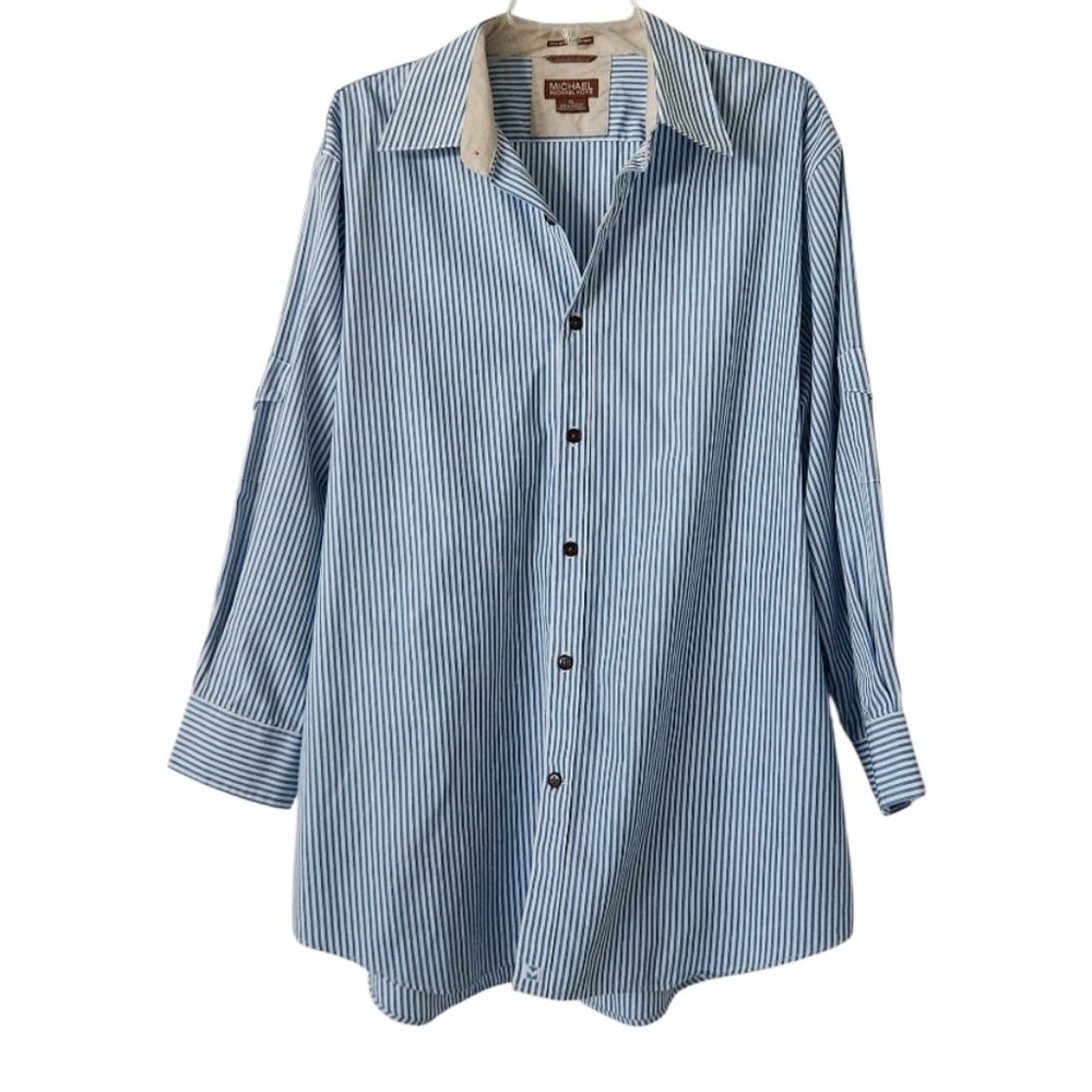 Michael Kors  Light Blue stripe Button Down Shirt Sz Xl